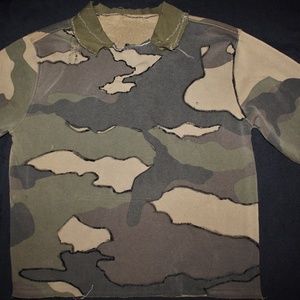 Camo Sweatshirt Stitch/Painted w reattached collar